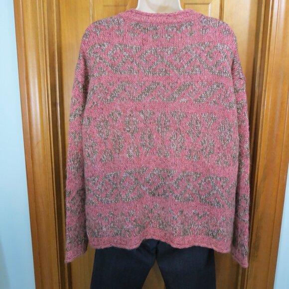 Sundance Mohair Blend Crewneck Sweater Pink/Brown Metallic Thread XL - Picture 5 of 9